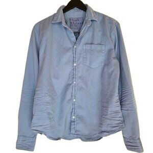 NEW FRANK & EILEEN MEN'S LUKE TATTERED DENIM BUTTON UP SHIRT IN MED BLUE SIZE XS
